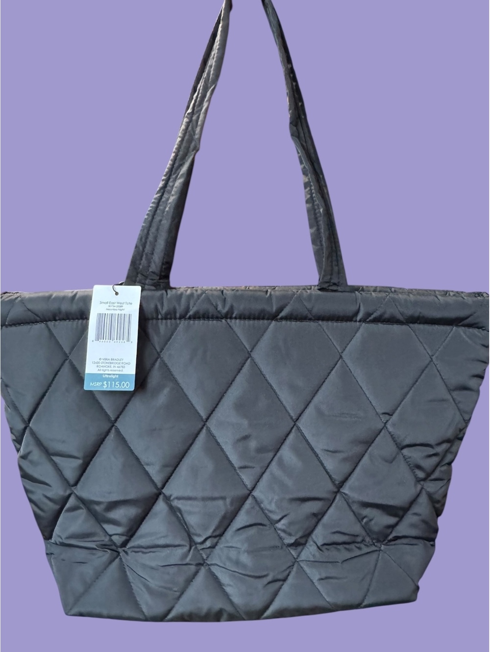 Vera Bradley Quilted Tote Bag with Floral Interior Lining